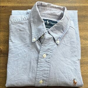 Ralph Lauren Mens Yarnouth Cotton Blue dress shirt 14.5-32 Flesh Pony
